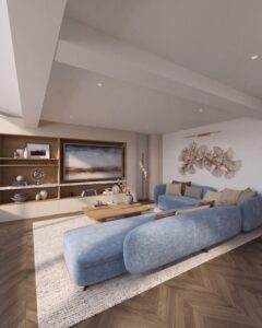 open-plan-living-room-blue-sofa-bespoke-media-wall